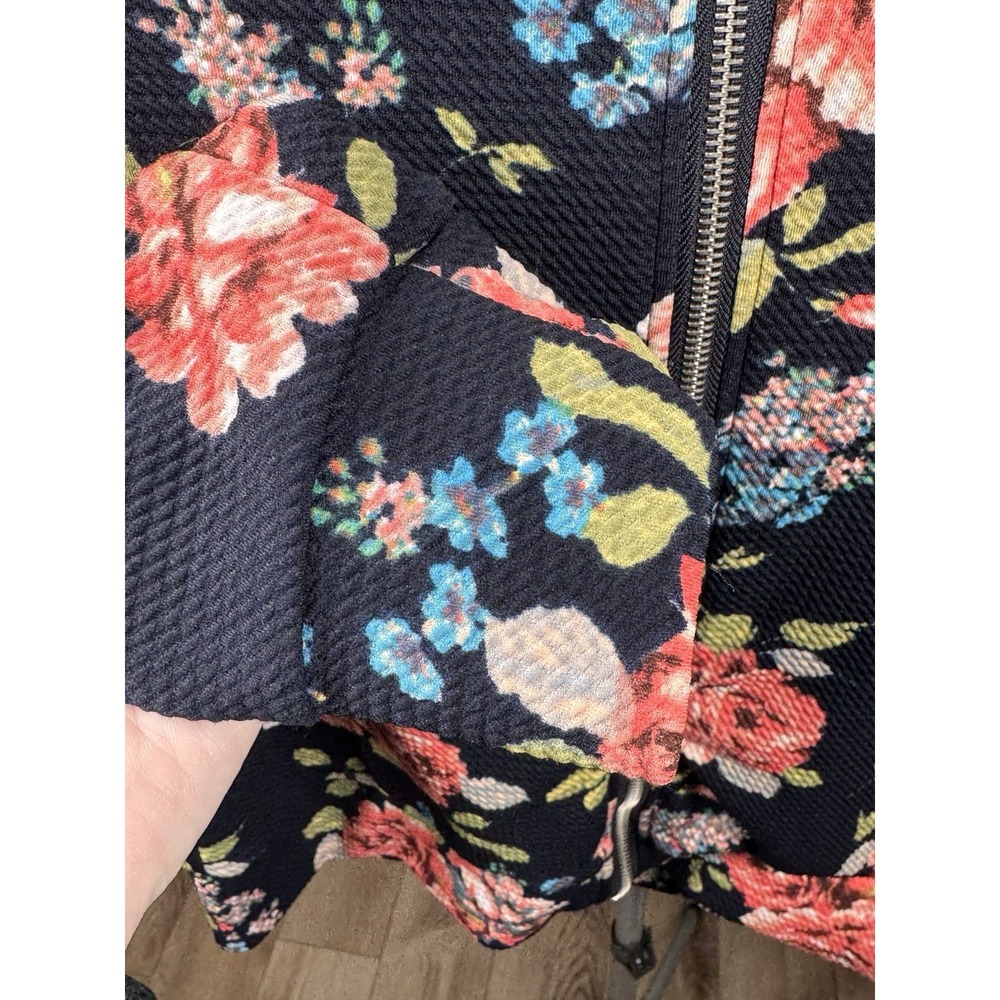 MEDIUM Love Tree Floral Textured Navy Zip Jacket Lightweight - Picture 7 of 8